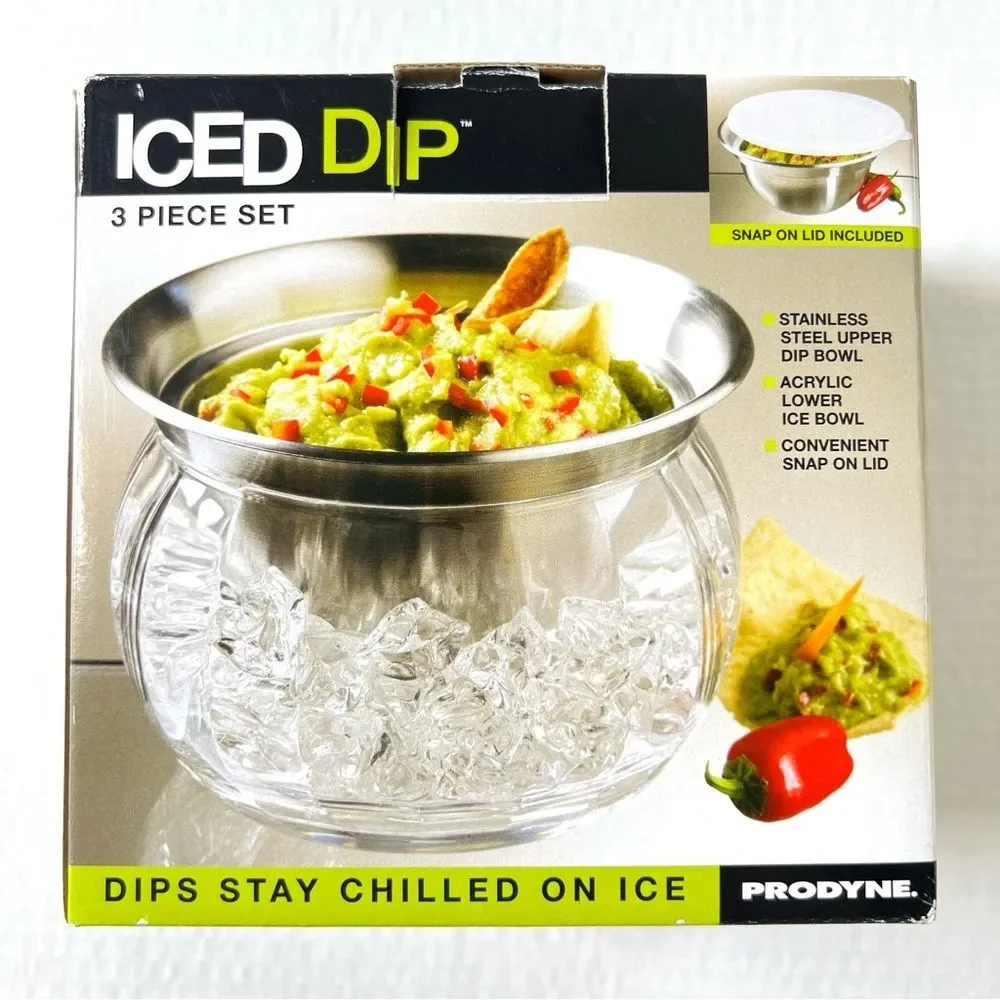 Prodyne Iced Dip 3 Piece Iced Stainless Steel & Acrylic Dip Cup With Lid